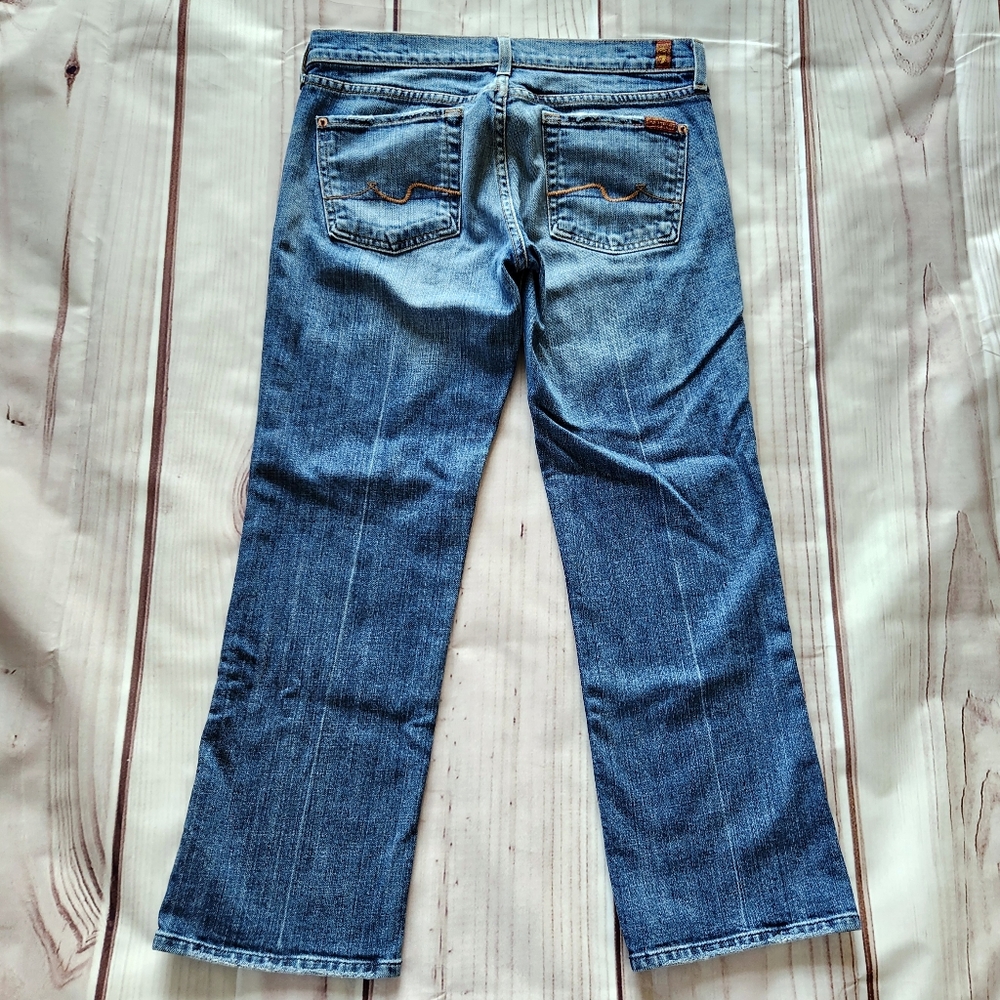 7 For All Mankind 7FAM "Crop Bootcut" Blue Cropped Jean | Women's Size 29 - Picture 4 of 9